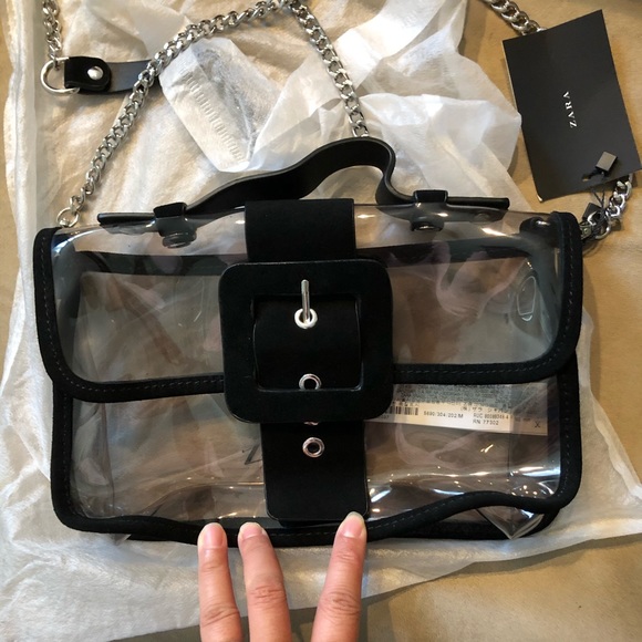 Zara vinyl crossbody bag with leather trim - Picture 6 of 7